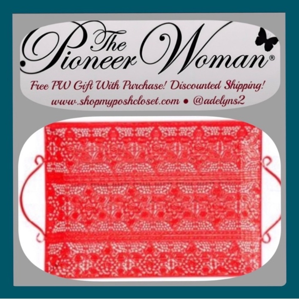 🌺 Rare! 🌺 NWOT The Pioneer Woman Red Lace Metal Tray - New Without Tag